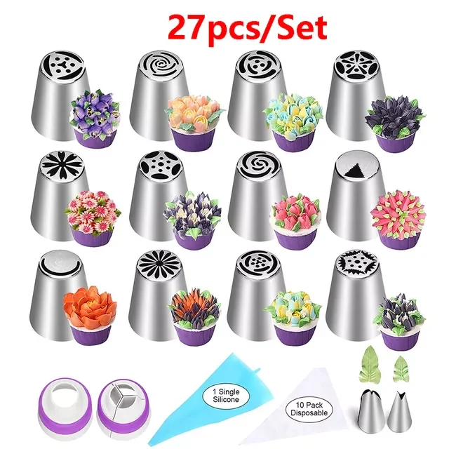 

Russian Tulip Icing Piping Nozzles Pastry Cream Tips Stainless Stee Nozzleb Set Confectionery Bakeware Baking Cake Tools