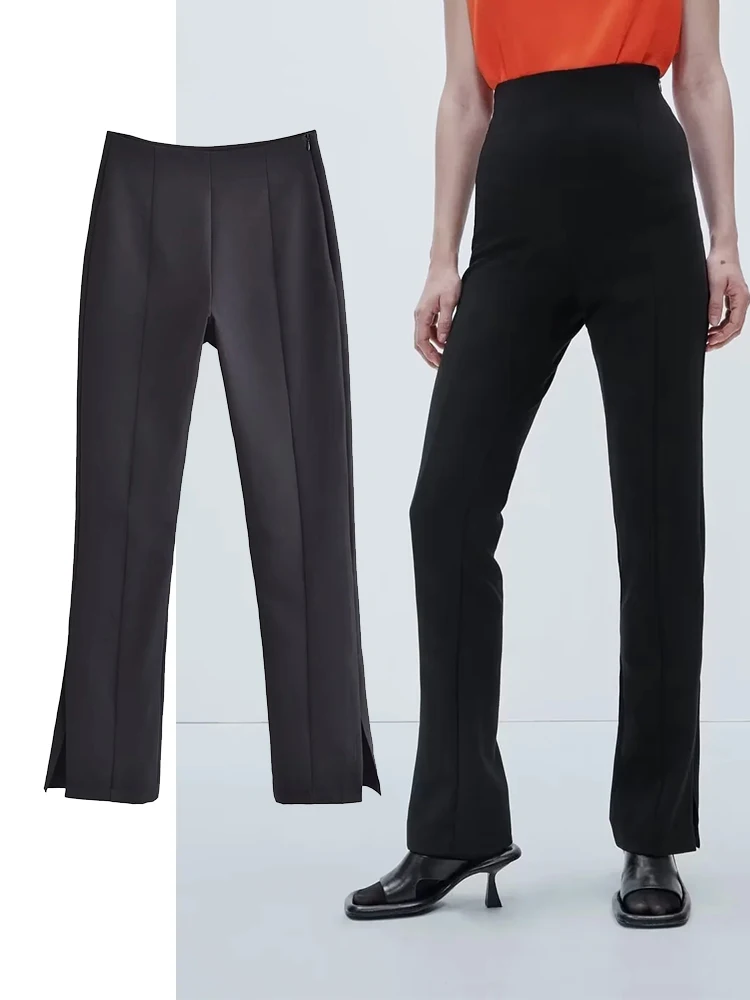 TRAF Woman Pants Fashion With Slit Hem Flare Pants Vintage High Waist Side Zipper Female Ankle-Length Pants Mujer
TRAF Woman Pants Fashion With Slit Hem Flare Pants Vintage High Waist Side Zipper Female Ankle-Length Pants Mujer