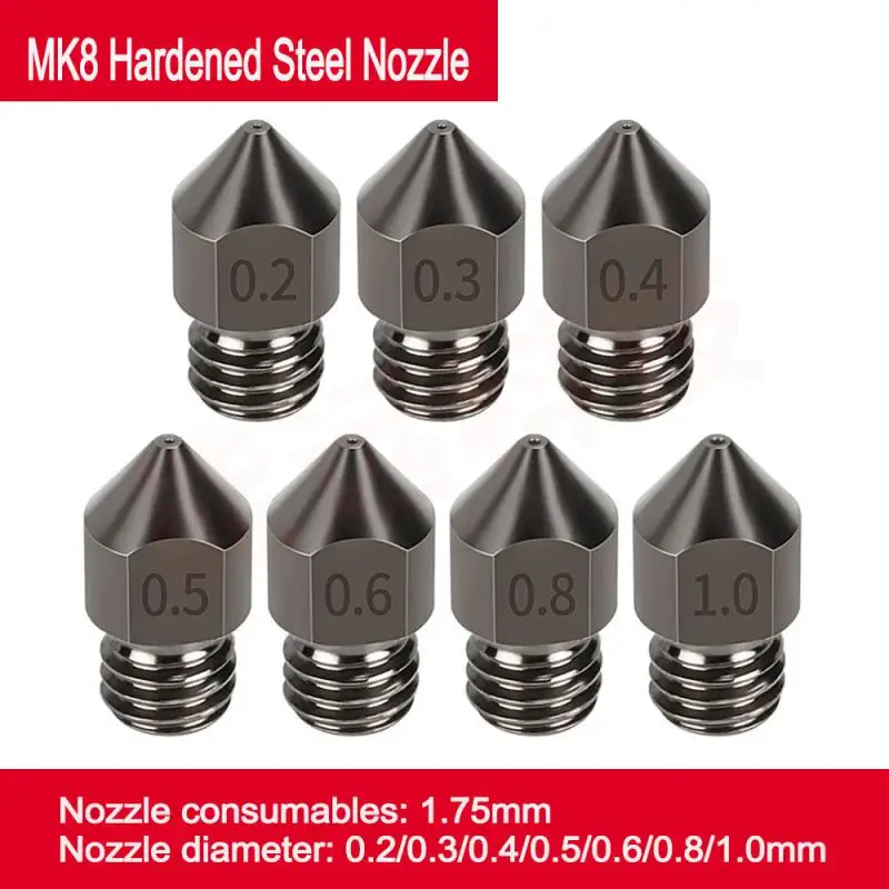 3D Printer Parts MK8 Nozzle 0.2mm-1.0mm For 1.75MM Supplies CR10 CR10S Ender-3 Hardened Steel Extruder Head 3D Printer Nozzle
3D Printer Parts MK8 Nozzle 0.2mm-1.0mm For 1.75MM Supplies CR10 CR10S Ender-3 Hardened Steel Extruder Head 3D Printer Nozzle