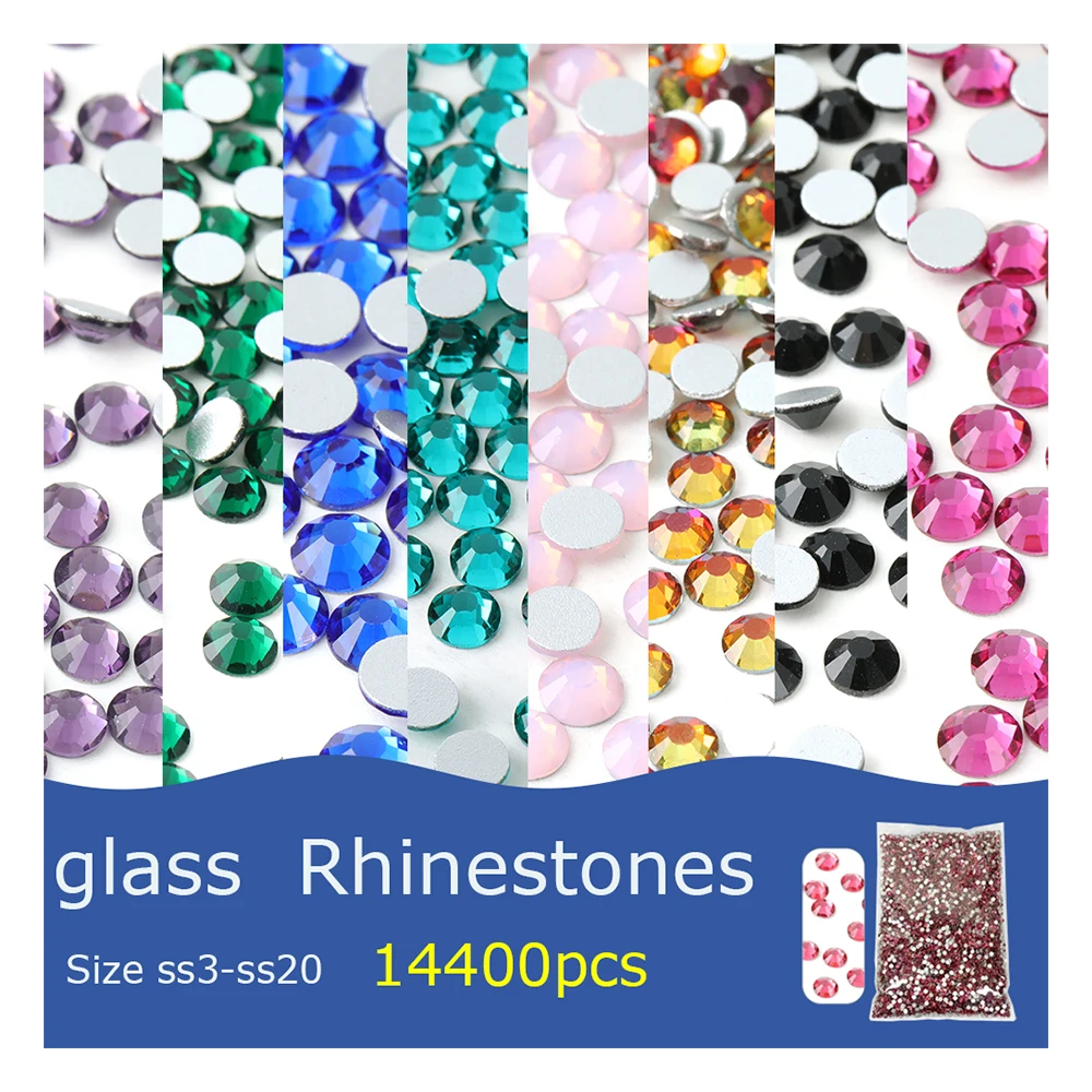 Wholesale Bulk 14400pcs SS3-SS20 Big Package Color Non Hot Fix Rhinestone l nail Flat Back Crystal Strass Glitter Stone Garment
Wholesale Bulk 14400pcs SS3-SS20 Big Package Color Non Hot Fix Rhinestone l nail Flat Back Crystal Strass Glitter Stone Garment