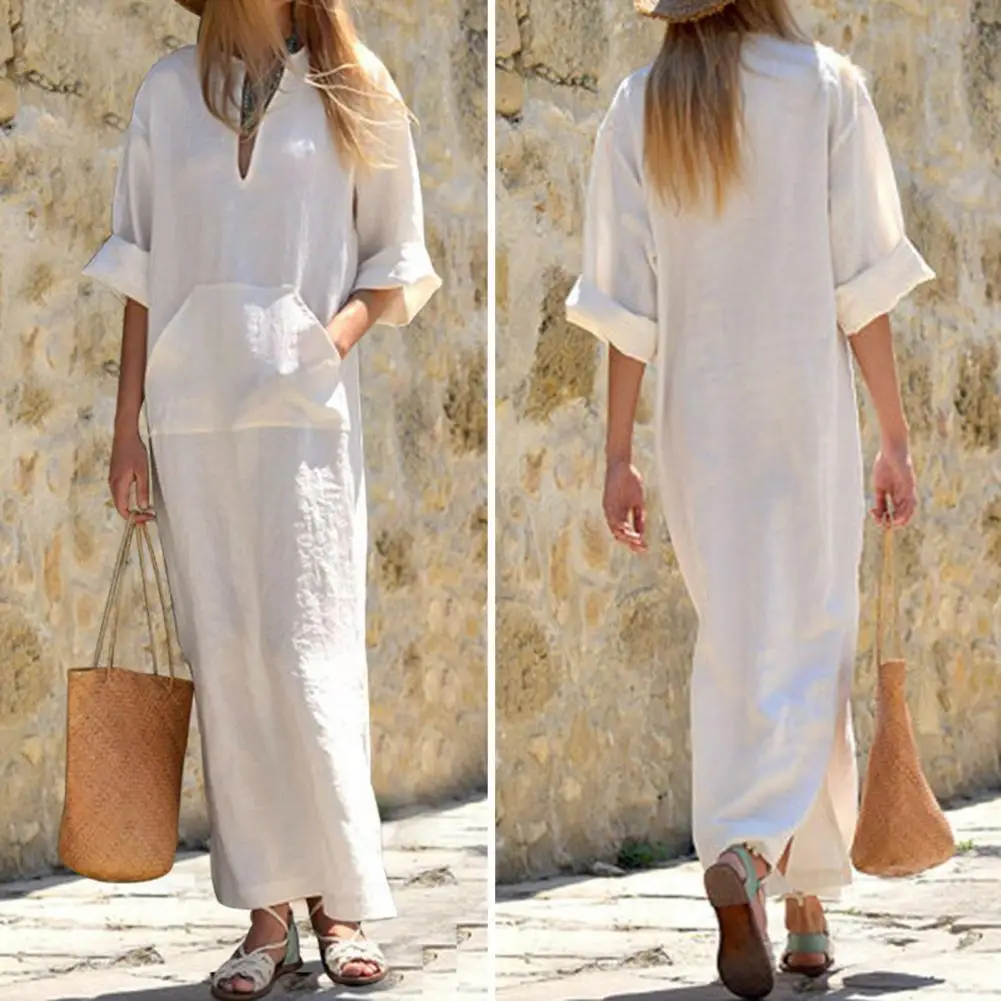 Women Cotton Linen Long Blouse Dress Spring Summer Long Sleeve Solid Casual Shirt Maxi Dresses Vintage Oversized Kaftan
Women Cotton Linen Long Blouse Dress Spring Summer Long Sleeve Solid Casual Shirt Maxi Dresses Vintage Oversized Kaftan