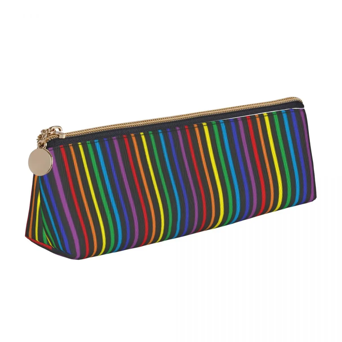 Pinstripe Rainbow Triangle Pencil Case Colorful Stripes Print Simple Zipper Pencil Box Teenager University Leather Pen Pouch
Pinstripe Rainbow Triangle Pencil Case Colorful Stripes Print Simple Zipper Pencil Box Teenager University Leather Pen Pouch