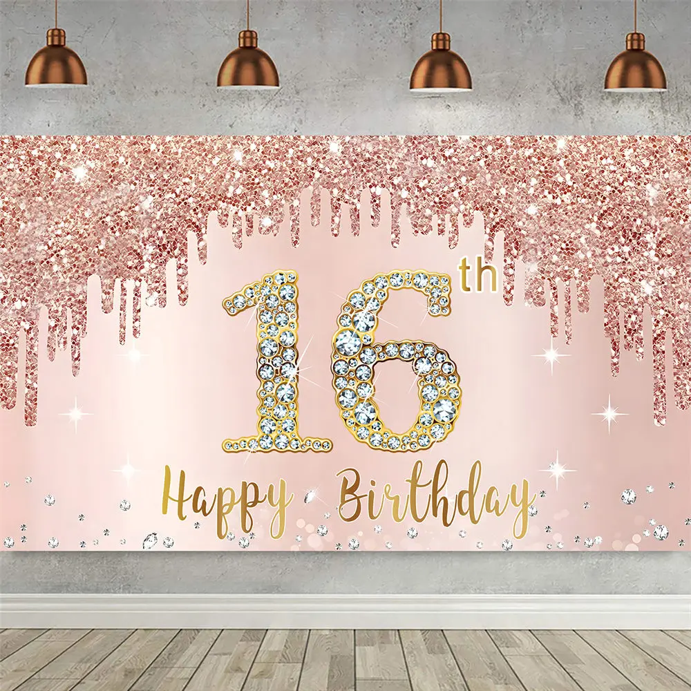 Фон для фотосъемки с 16-летним днем рождения для девочек Розовое розовое золото фотография сладкий шестнадцать 16 лет Фотофон для украшения баннера
Фон для фотосъемки с 16-летним днем рождения для девочек Розовое розовое золото фотография сладкий шестнадцать 16 лет Фотофон для украшения баннера