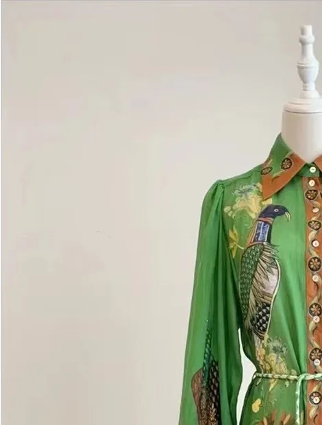 Women Flower Bird Printed Turn-down Collar Lace-up Waist Long Lantern Sleeve Linen Maxi Dress
Women Flower Bird Printed Turn-down Collar Lace-up Waist Long Lantern Sleeve Linen Maxi Dress