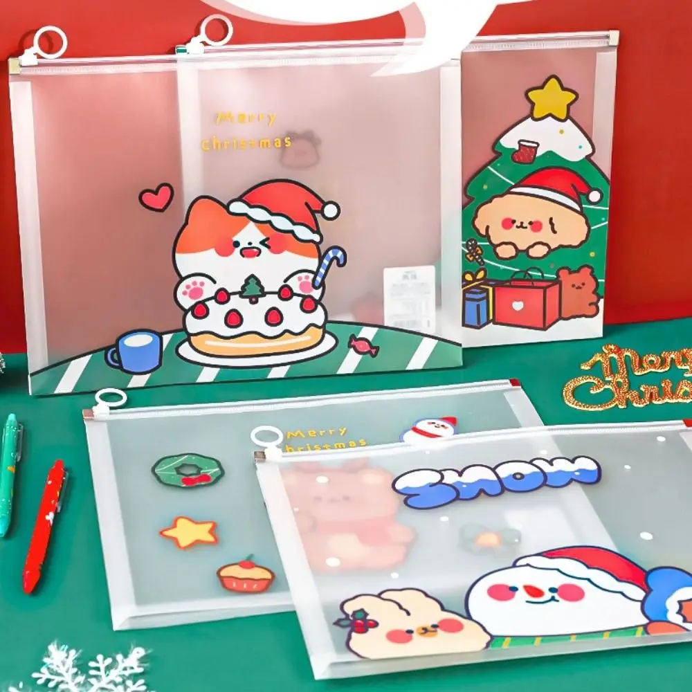 

High Capacity A4 Pencil Case Test Paper Snowman Office Suppllies Documents Filling Bag PP File Bag Information Pack File Folder