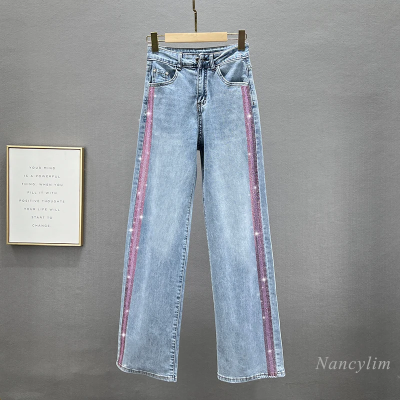 Wide Leg Denim Pants Women 2022 New Spring Summer Clothing High Waist Loose Vertical Side Hot Drilling Jeans Trousers
Wide Leg Denim Pants Women 2022 New Spring Summer Clothing High Waist Loose Vertical Side Hot Drilling Jeans Trousers