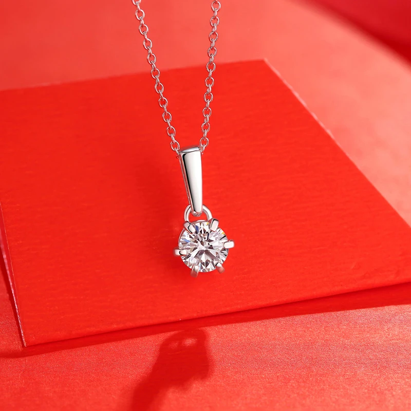 

Ожерелье с кулоном из серебра 925 пробы с муассанитом карат, 1 карат, 2 карата, 3 карата, 5 карат, цепочка на шею до ключиц, ожерелье для женщин, Изящные Ювелирные изделия