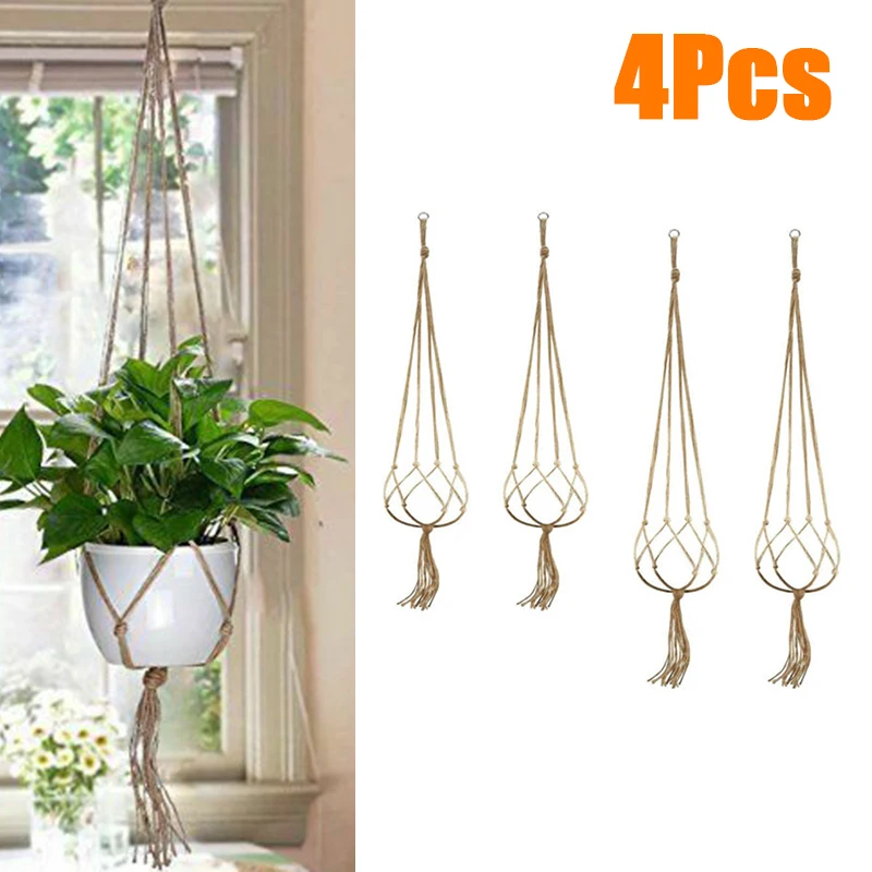4PCS Jute Rope Plant Holders Plant Flower Pot Hangers Hanging Decor Knotted Lifting Rope Home Garden Supplies
4PCS Jute Rope Plant Holders Plant Flower Pot Hangers Hanging Decor Knotted Lifting Rope Home Garden Supplies