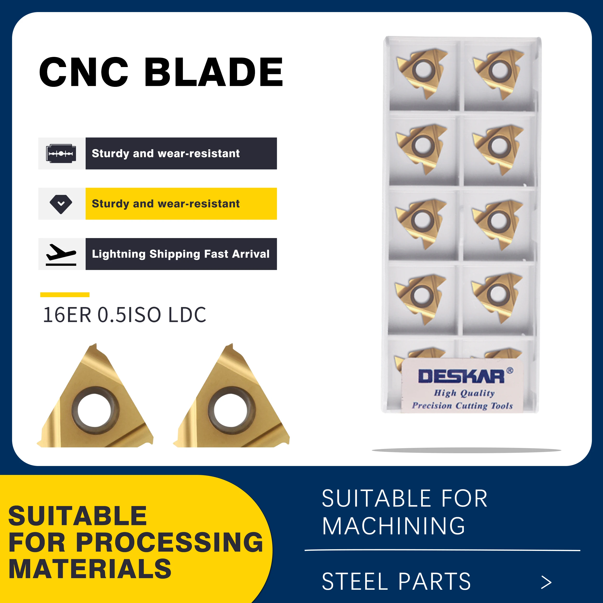 16ER 0.5ISO 0.75 ISO 1.0 ISO 1.25 ISO 1.5 ISO 1.75ISO 2.0 ISO 2.5 ISO 3.0 ISO 3.5 ISO LDC Carbide Thread Inserts CNC Lathe Tools
16ER 0.5ISO 0.75 ISO 1.0 ISO 1.25 ISO 1.5 ISO 1.75ISO 2.0 ISO 2.5 ISO 3.0 ISO 3.5 ISO LDC Carbide Thread Inserts CNC Lathe Tools