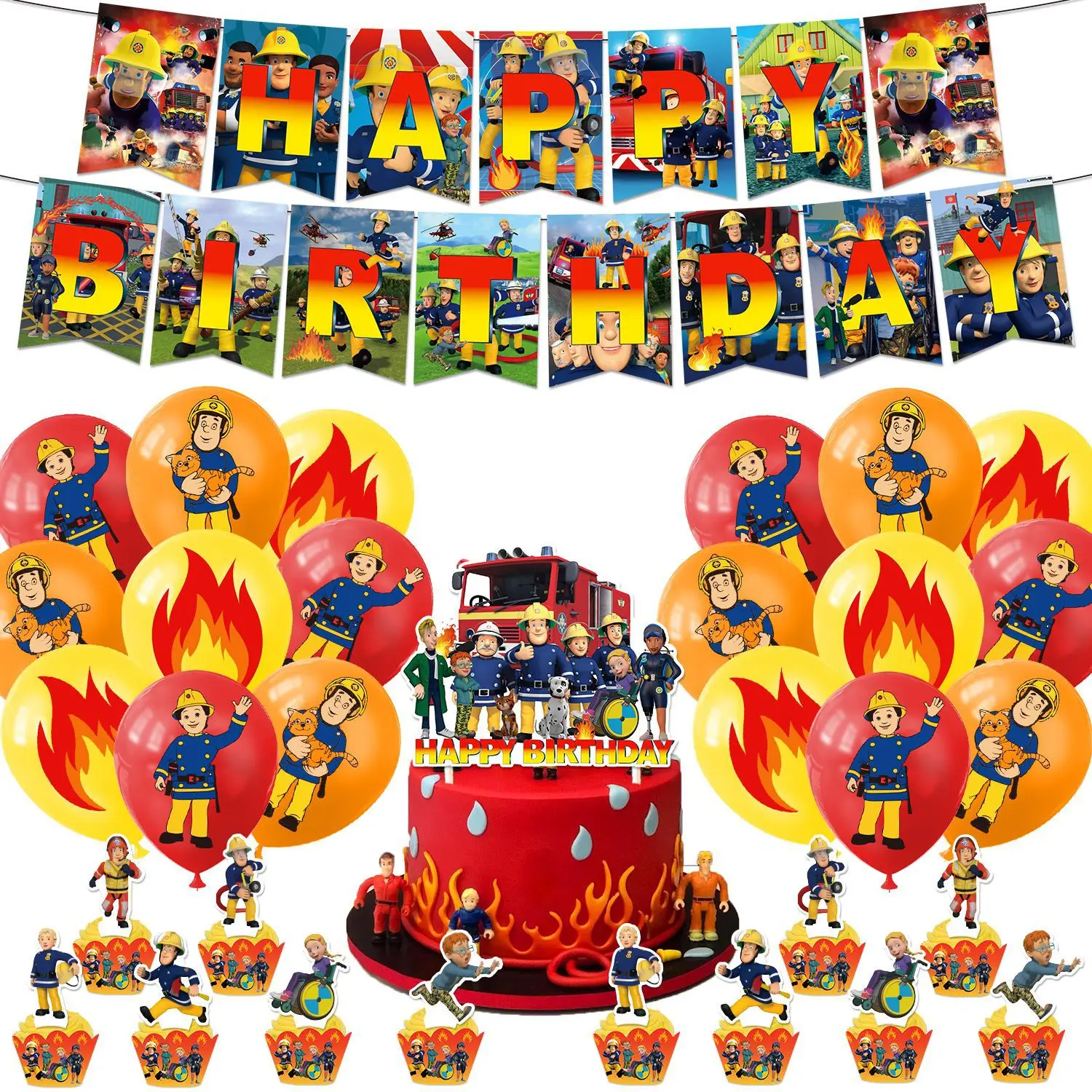 Fireman Sam Theme Cake Decor Cupcake Topper Happy Birthday Banner Fireman Sam Balloon Party Supplise Boy Baby Shower Kids Toy
Fireman Sam Theme Cake Decor Cupcake Topper Happy Birthday Banner Fireman Sam Balloon Party Supplise Boy Baby Shower Kids Toy