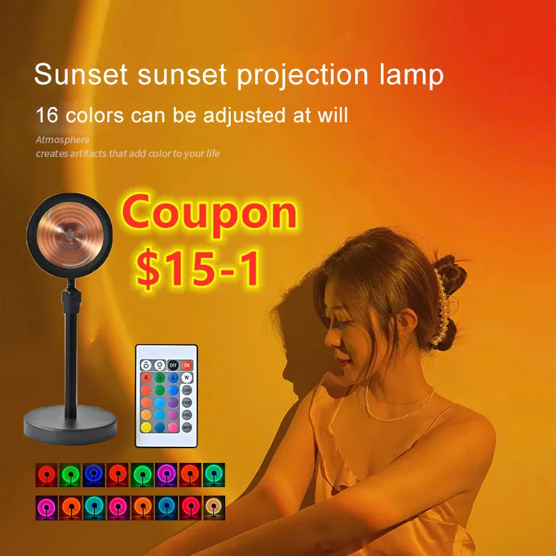 Night Lights Sunset Rainbow Projector Usb Bedside Table Lamp Valentines Day Gift Lamps Bedroom Bar Coffee LED Atmosphere Light
Night Lights Sunset Rainbow Projector Usb Bedside Table Lamp Valentines Day Gift Lamps Bedroom Bar Coffee LED Atmosphere Light