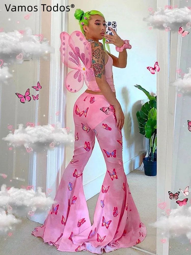 Butterfly Casual Streetwear Women Clothes Low Rise Pink Bell Bottom Pants Cartoon Cute Trousers Y2k Capris E Girl Aesthetic
Butterfly Casual Streetwear Women Clothes Low Rise Pink Bell Bottom Pants Cartoon Cute Trousers Y2k Capris E Girl Aesthetic