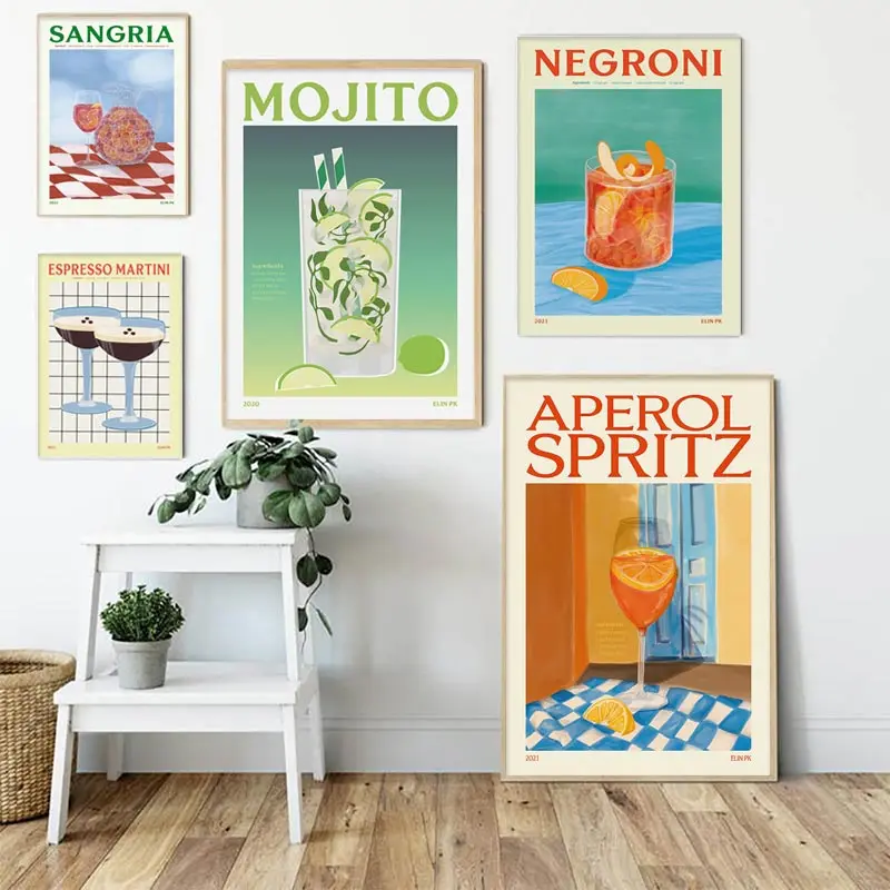 Cartoon Fruit Juice Mojito Aperol Spritz Posters and Print Sangria Drink Negroni Canvas Painting Club Bar Shop Home Decoration
Cartoon Fruit Juice Mojito Aperol Spritz Posters and Print Sangria Drink Negroni Canvas Painting Club Bar Shop Home Decoration