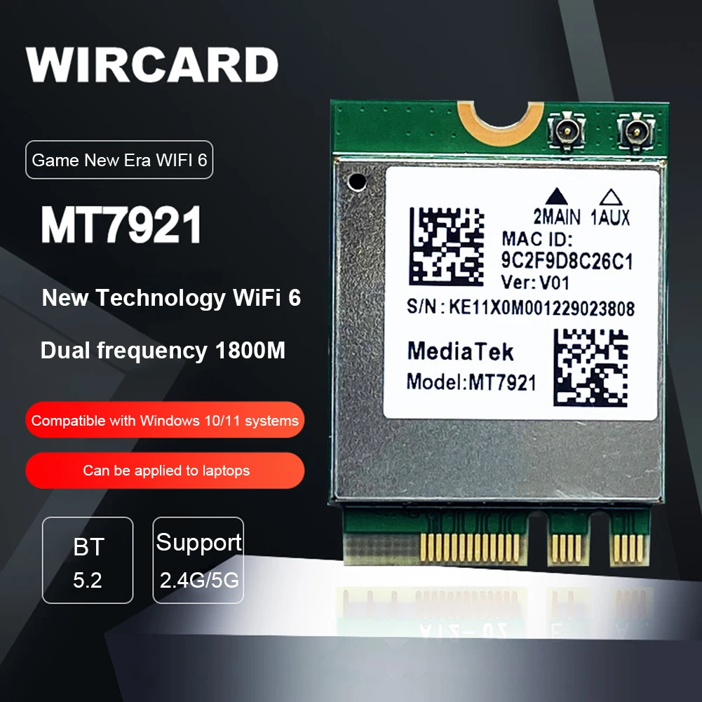 Беспроводной модуль Wi-Fi беспроводная сетевая карта Bluetooth совместимый с MT7921 5,2 Настольный Ноутбук NGFF/M2 для ноутбука, ноутбука, компьютера
Беспроводной модуль Wi-Fi беспроводная сетевая карта Bluetooth совместимый с MT7921 5,2 Настольный Ноутбук NGFF/M2 для ноутбука, ноутбука, компьютера