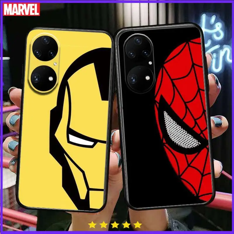 

Marvel Spider-Man Iron Man Phone Case For Huawei p50 P40 p30 P20 10 9 8 Lite E Pro Plus Black Etui Coque Painting Hoesjes comic