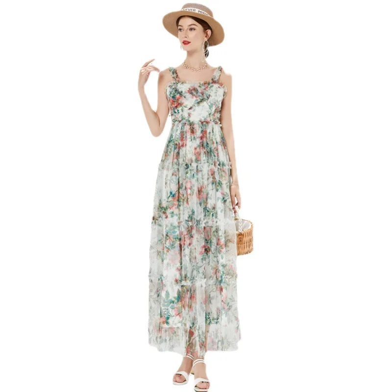 Летнее женское платье в европейском и американском стиле, новинка, французское, нежное, привлекательное, деловое, Сетчатое платье с цветочн... 
Летнее женское платье в европейском и американском стиле, новинка, французское, нежное, привлекательное, деловое, Сетчатое платье с цветочн...