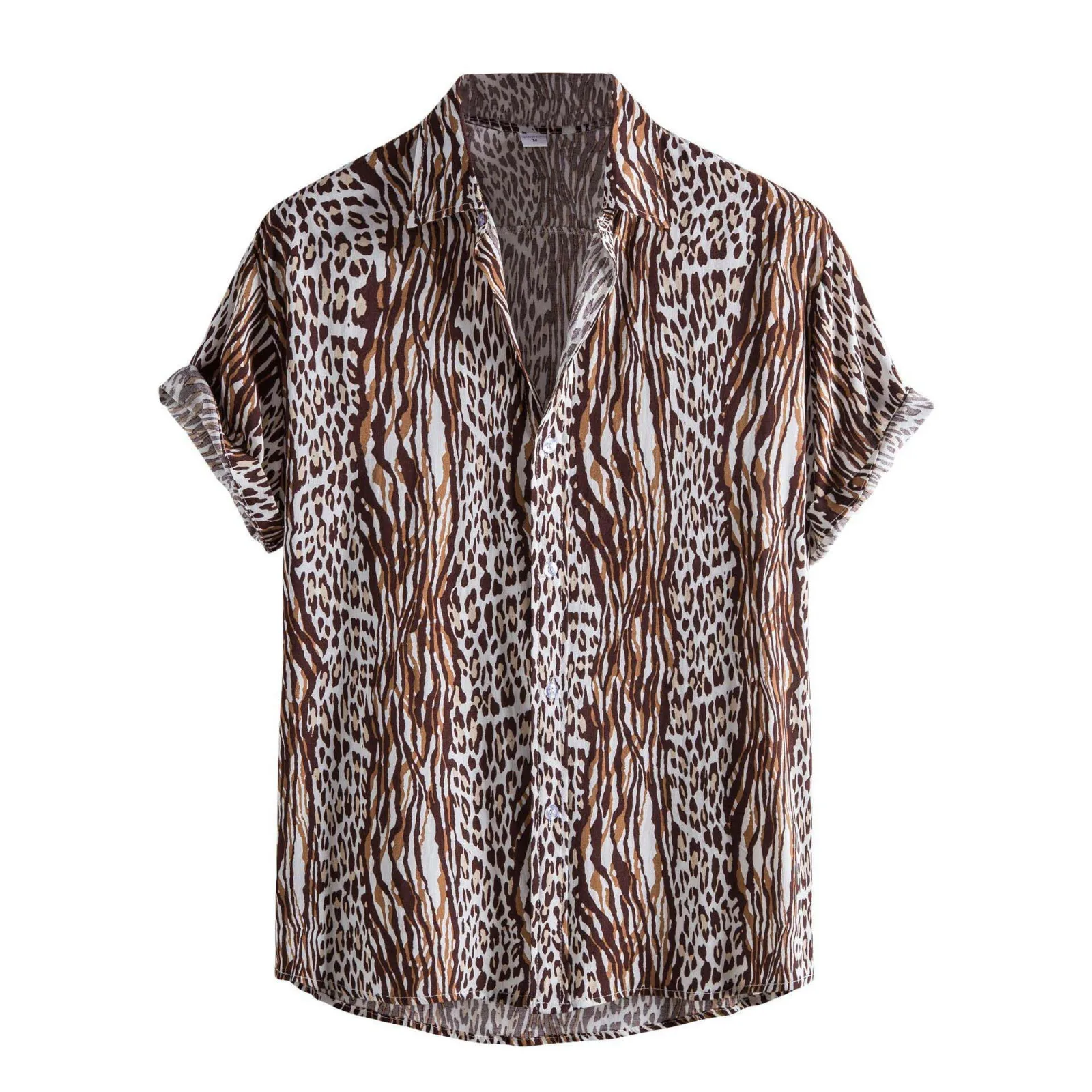 Leopard Splice Short Sleeve Shirt Men Summer Loose Baggy Casual Hawaii Holiday Beach Shirt Tee Top Buttons Blouse National Style
Leopard Splice Short Sleeve Shirt Men Summer Loose Baggy Casual Hawaii Holiday Beach Shirt Tee Top Buttons Blouse National Style