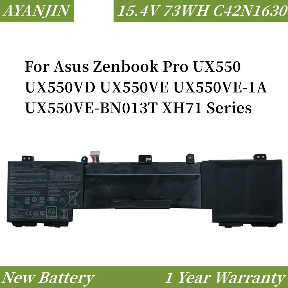 

C42N1630 15.4V 73WH Laptop Battery for Asus Zenbook Pro UX550 UX550VD UX550VE UX550VE-1A UX550VE-BN013T XH71 Series C42PHCH
