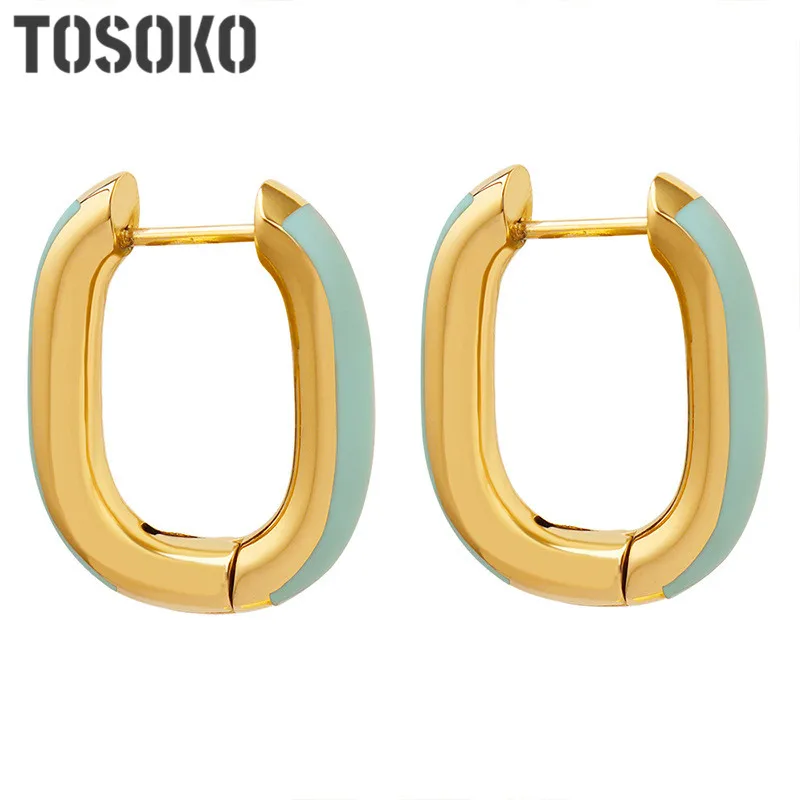 TOSOKO Stainless Steel Jewelry U-Shaped Oil-Dripping Three-Color Contrast Earrings For Women's Fashion Earrings BSF665 
TOSOKO Stainless Steel Jewelry U-Shaped Oil-Dripping Three-Color Contrast Earrings For Women's Fashion Earrings BSF665