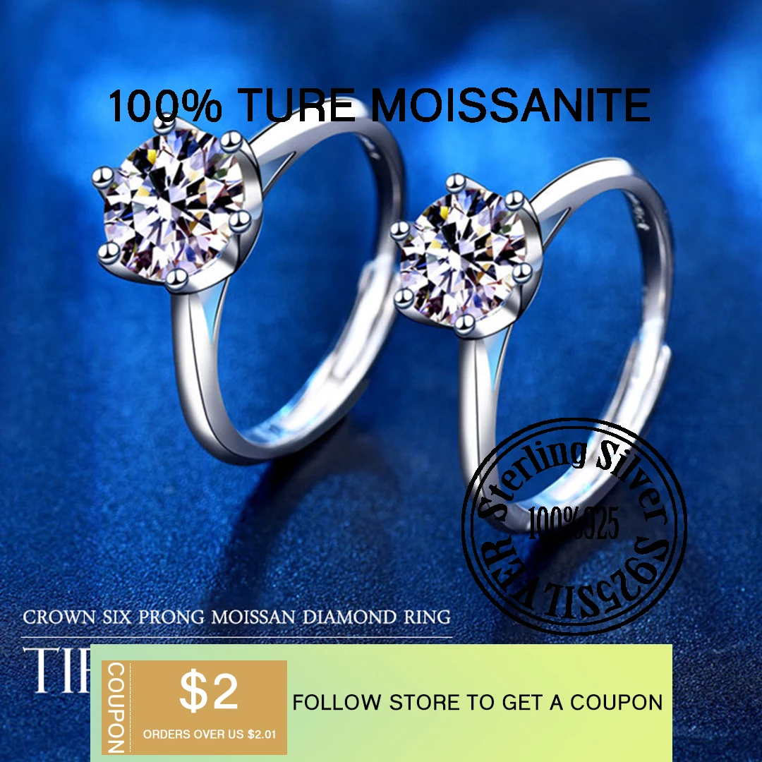 Real D Moissanite Crown Six Prong Women's Wedding Ring High Quality 18K White Gold Color 100% 925 Sterling Silver Jewelry
Real D Moissanite Crown Six Prong Women's Wedding Ring High Quality 18K White Gold Color 100% 925 Sterling Silver Jewelry