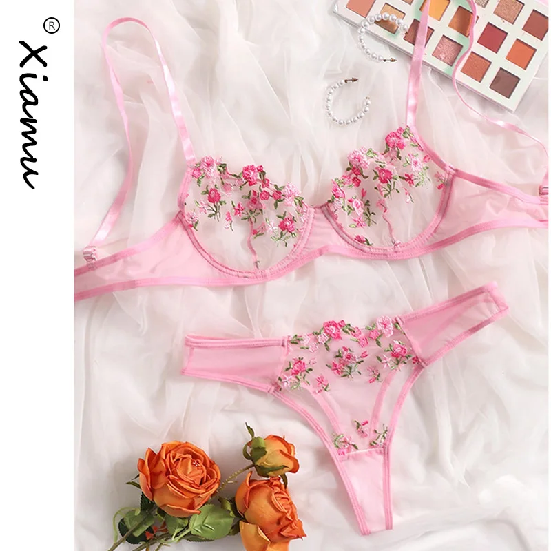 2 Pieces Lingerie Sexy Floral Embroidery Underwear Transparent Lace Short Skin Care Kits Delicate Fairy Set Woman
2 Pieces Lingerie Sexy Floral Embroidery Underwear Transparent Lace Short Skin Care Kits Delicate Fairy Set Woman