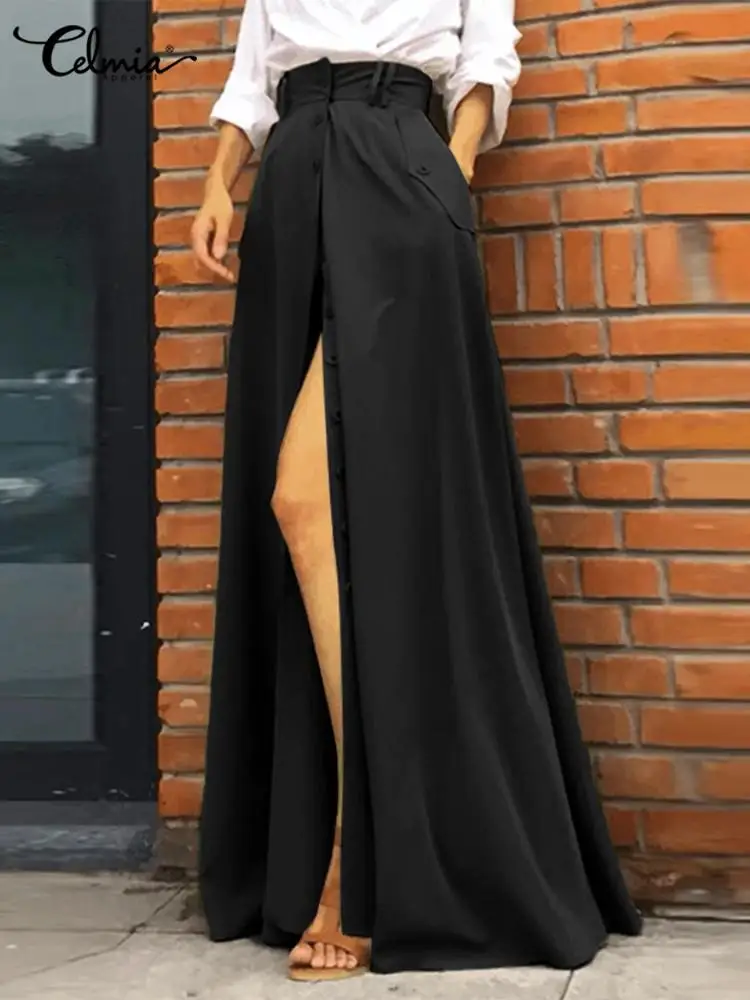 Celmia High Waist Buttons Up Swing Skirt 2022 Fashion Office Lady Pockets Solid Color Long Jupe Elegant A-line Women Maxi Skirts
Celmia High Waist Buttons Up Swing Skirt 2022 Fashion Office Lady Pockets Solid Color Long Jupe Elegant A-line Women Maxi Skirts