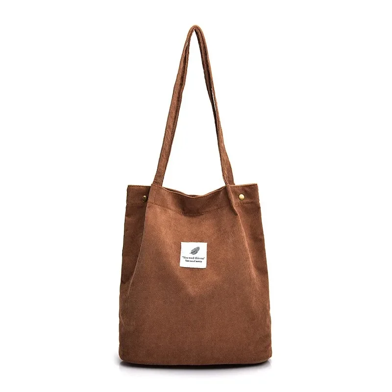 

Women Canvas Tote Bag Corduroy Shopping Female Eco Cloth Handbag Big Women Folding Shoulder Reusable Foldable Shopper Bags