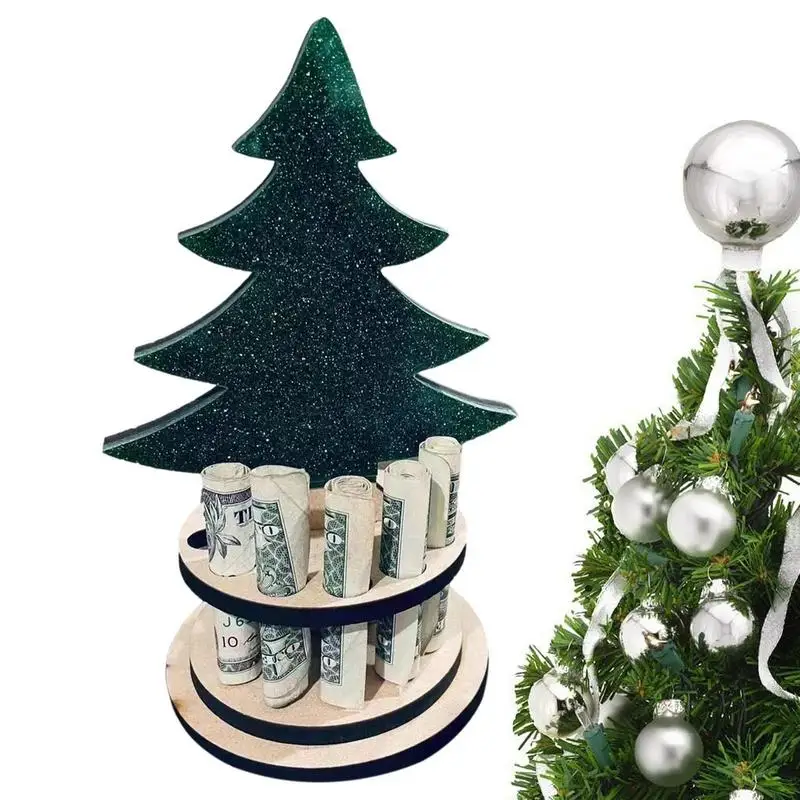 

Рождественский держатель для наличных денег, рождественские украшения для декора, деревянная настольная подставка ручной работы с 10 отверстиями, креативный подарок на Рождество