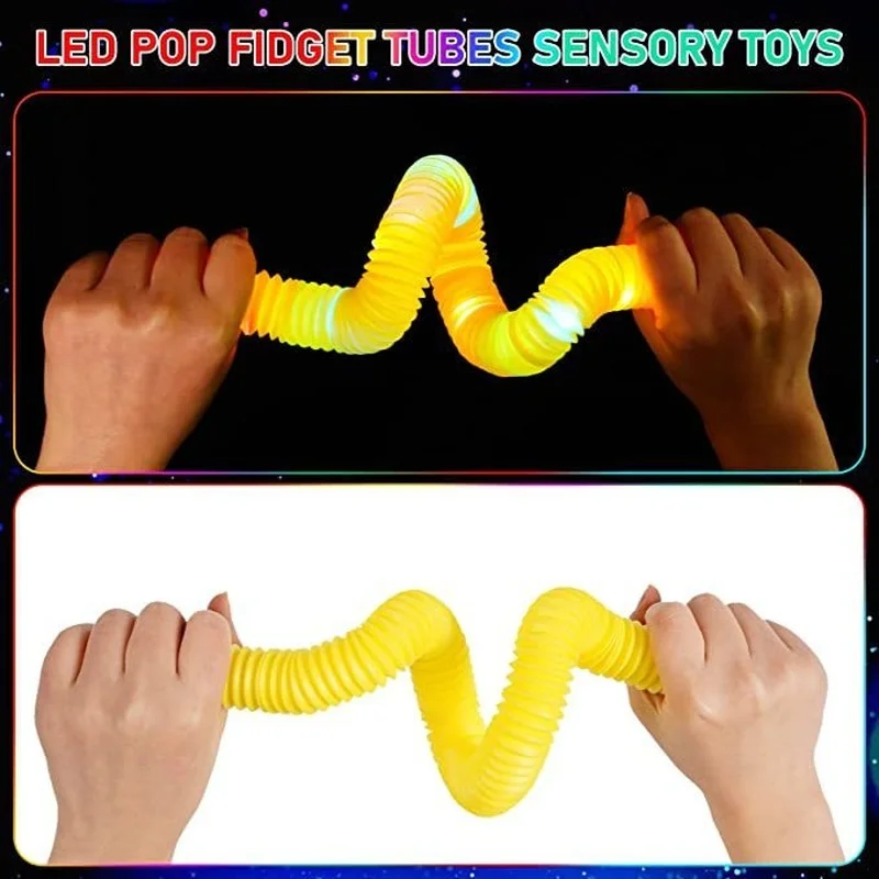 LED Pop Tubes Sensory Fidget Toy Stress Relieve Toys Pop Tube Autism Anti-stress Plastic Bellows for kids Squeeze Gifts Toys
LED Pop Tubes Sensory Fidget Toy Stress Relieve Toys Pop Tube Autism Anti-stress Plastic Bellows for kids Squeeze Gifts Toys