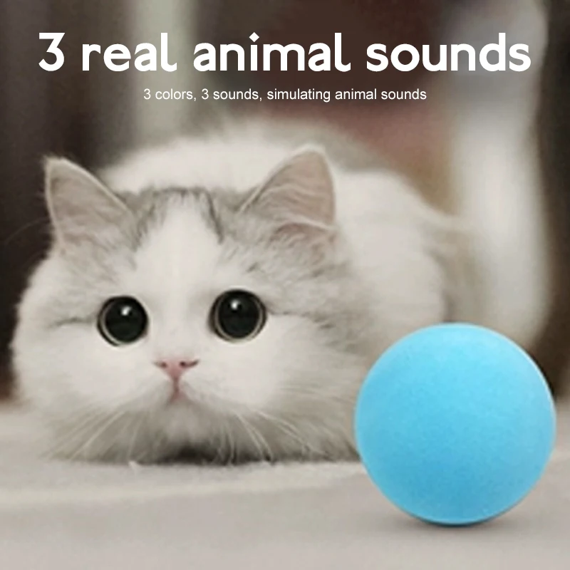 

2PCS Smart Cat Toys Interactive Ball Catnip Cat Training Sounding Toy Dog Cats Squeak Gravity Ball For Puppy Home Kitten Playing