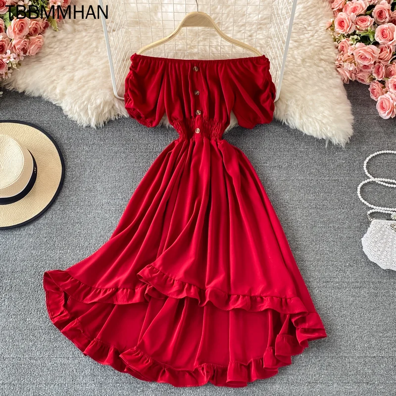 Sexy Slash Neck Off Shoulder Irregular Dress Women Beach Party Single Breasted Short Sleeve High Waist Casual Vestido Female New
Sexy Slash Neck Off Shoulder Irregular Dress Women Beach Party Single Breasted Short Sleeve High Waist Casual Vestido Female New