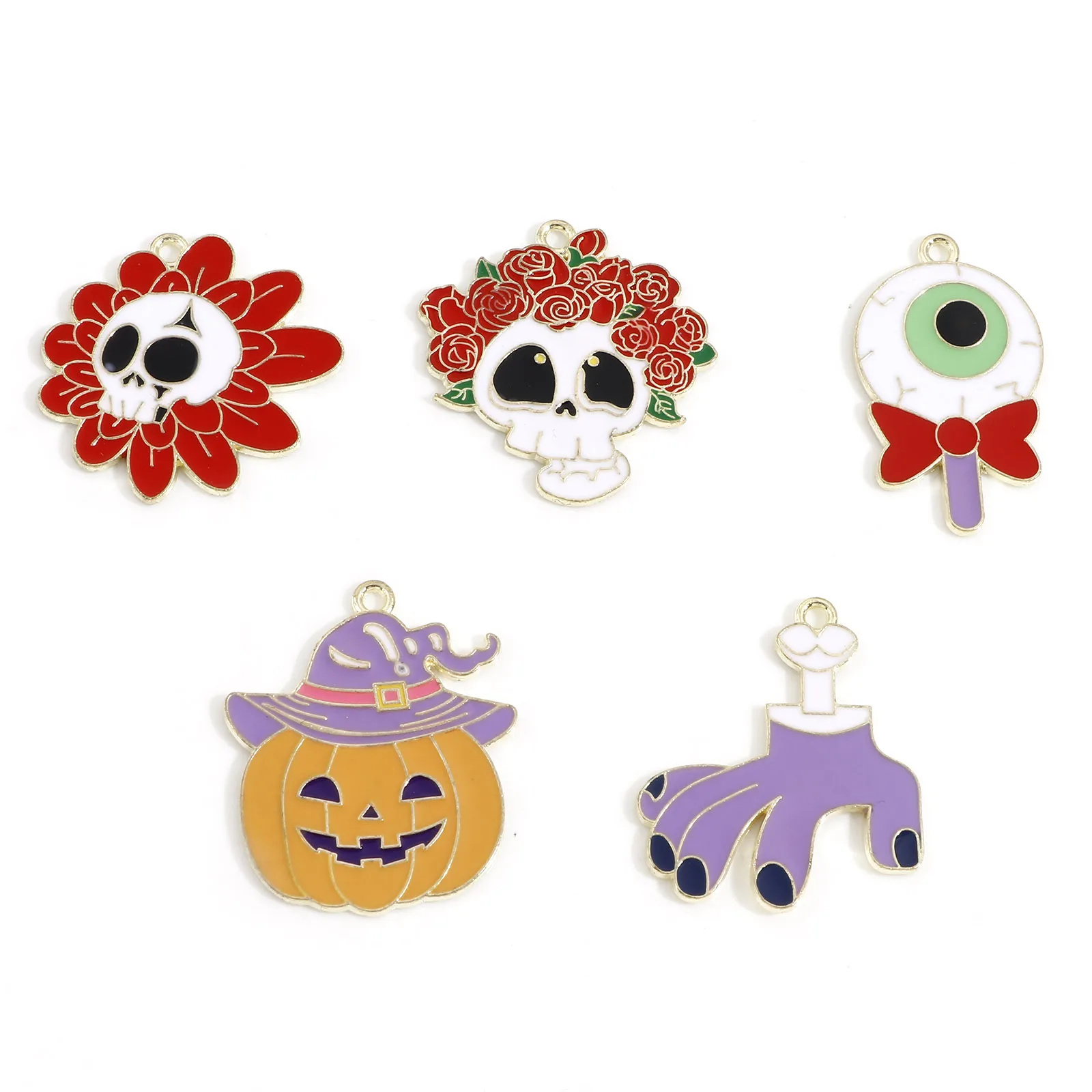 10pcs New Cartoon Halloween Pendants Gold Color Geometric Skull Pumpkin Enamel Charms DIY Necklace Bracelets Party Jewelry Gifts
10pcs New Cartoon Halloween Pendants Gold Color Geometric Skull Pumpkin Enamel Charms DIY Necklace Bracelets Party Jewelry Gifts