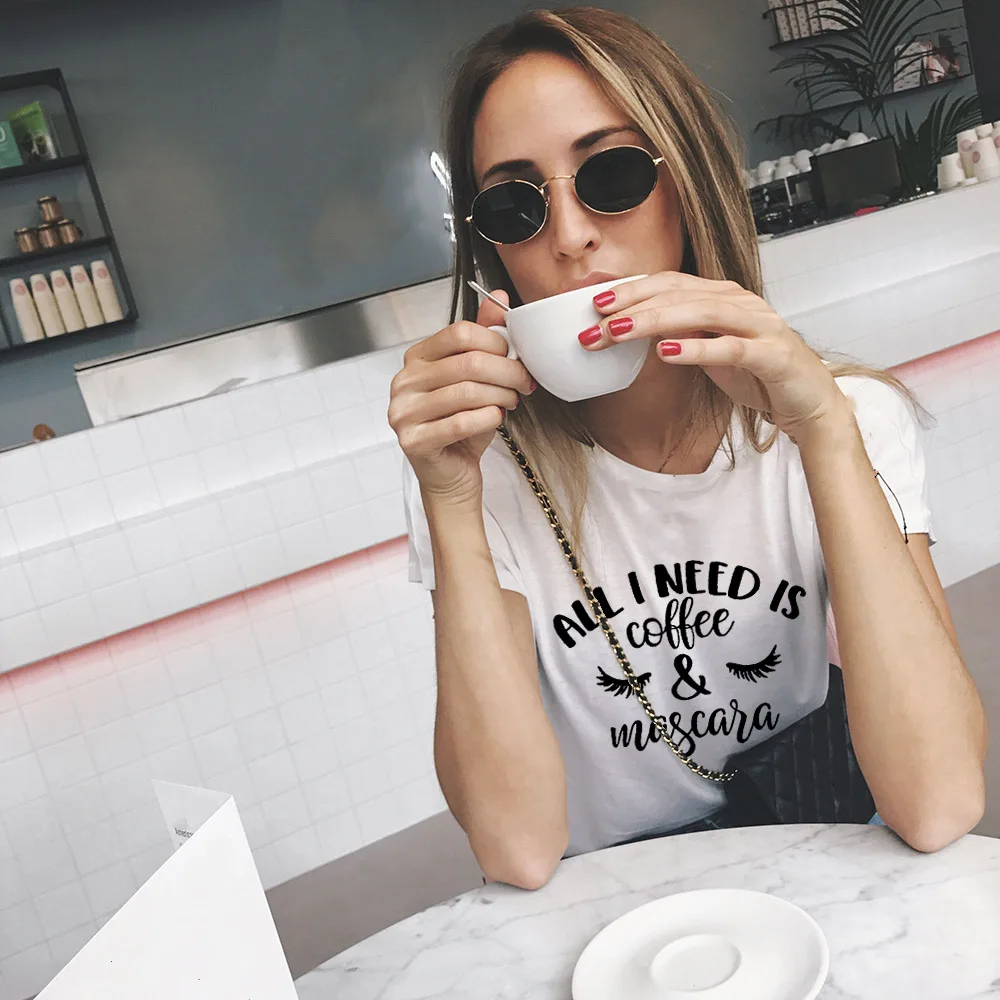 All I Need Is Coffee and Mascara Eyelash Graphic Tees Women Aesthetic Summer Harajuku Tumblr T-shirt Fashion Tops Camisetas Ropa
All I Need Is Coffee and Mascara Eyelash Graphic Tees Women Aesthetic Summer Harajuku Tumblr T-shirt Fashion Tops Camisetas Ropa