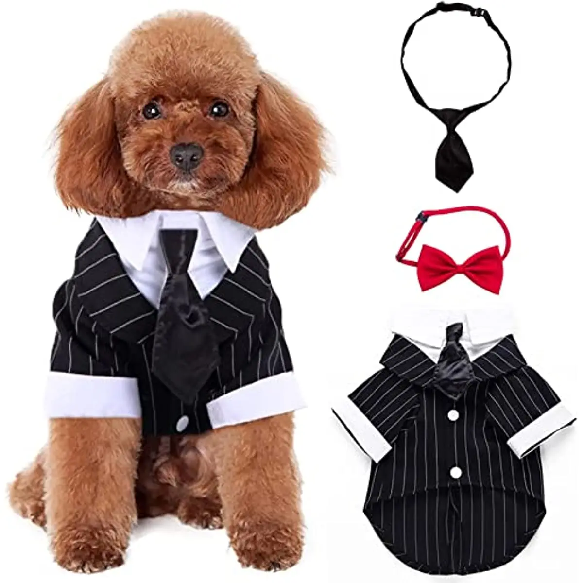 3 Pack Dog Tuxedo Puppy Shirt, Pet Clothes with Black Tie and Red Bow Tie, Dog Prince Costume Wedding Attire Formal Suit, Dog
3 Pack Dog Tuxedo Puppy Shirt, Pet Clothes with Black Tie and Red Bow Tie, Dog Prince Costume Wedding Attire Formal Suit, Dog