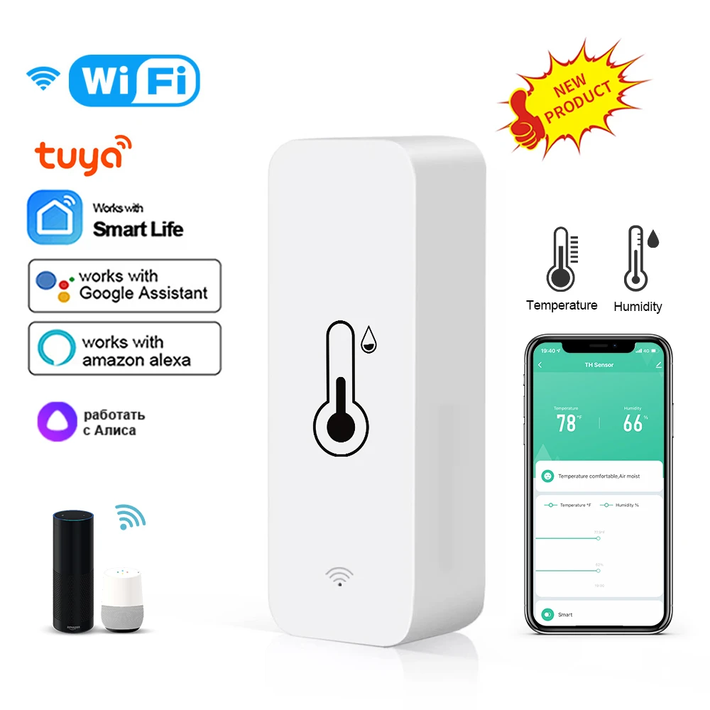 Tuya Smart WIFI Temperature And Humidity Sensor Indoor Hygrometer Thermometer Smart Home Control, Alexa Google Home Smart Life
Tuya Smart WIFI Temperature And Humidity Sensor Indoor Hygrometer Thermometer Smart Home Control, Alexa Google Home Smart Life