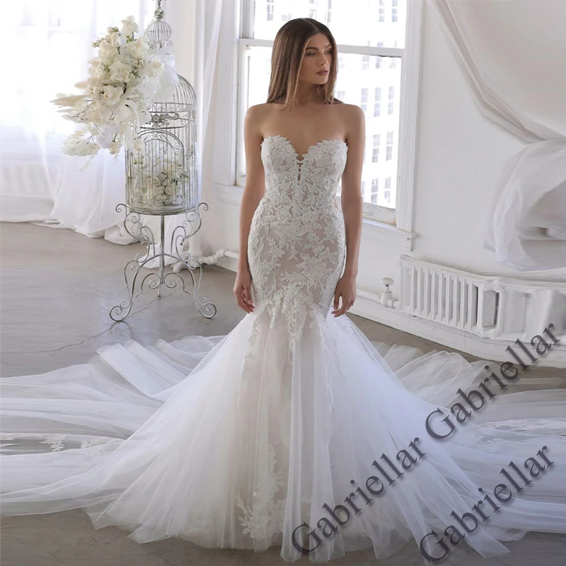 Luxury Wedding Dress Princess Buttons Exquisite Appliques Strapless Sleeveless Mermaid Mopping Gown Vestido De Novia 2022 Women
Luxury Wedding Dress Princess Buttons Exquisite Appliques Strapless Sleeveless Mermaid Mopping Gown Vestido De Novia 2022 Women