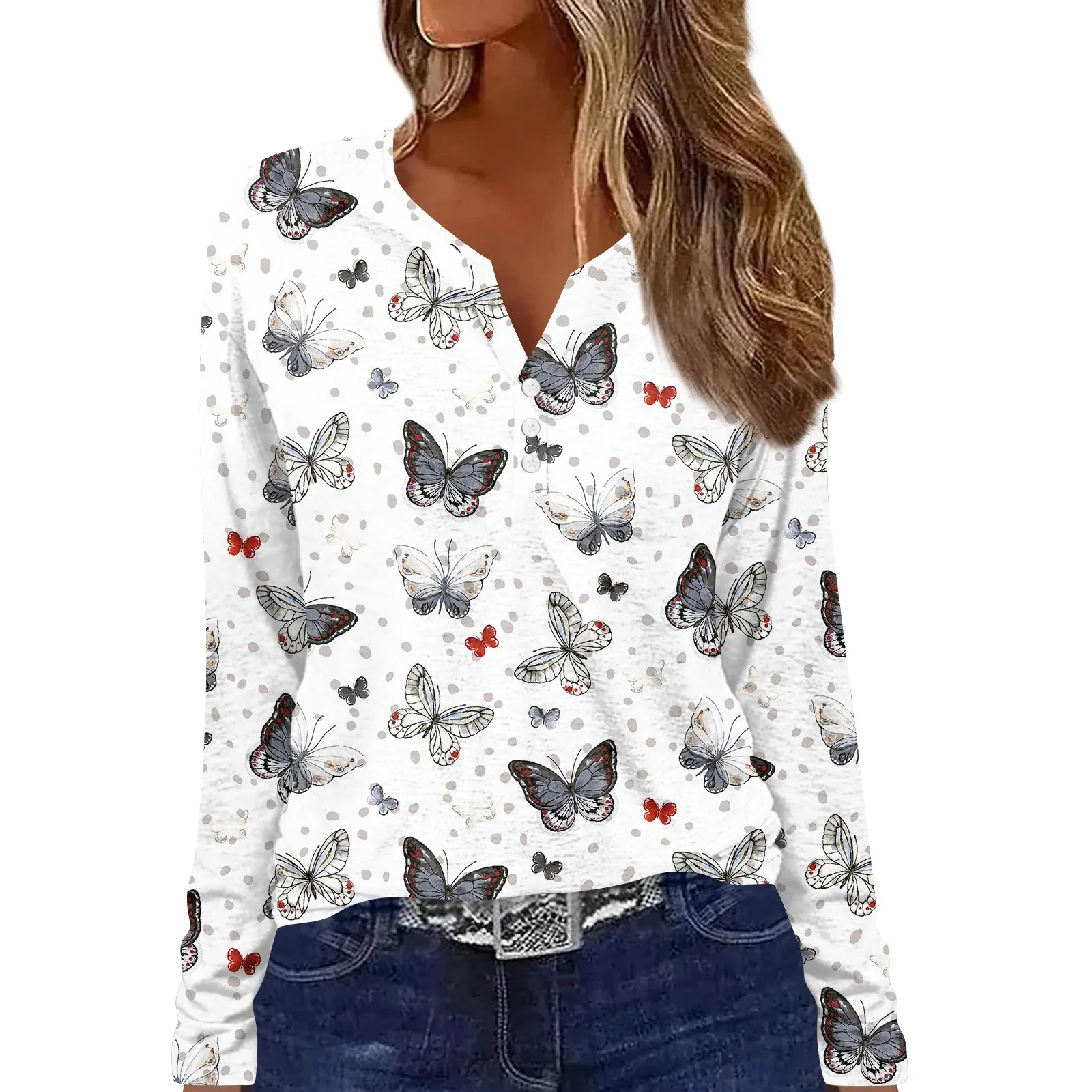 Женская футболка с длинным рукавом, с цветочным принтом 
Женская футболка с длинным рукавом, с цветочным принтом