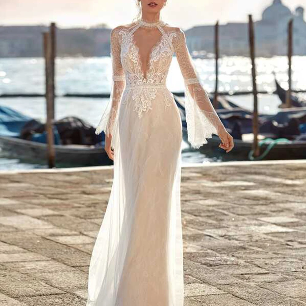 Exquisite Wedding Dress High Flare Sleeve Backless Lace Applique Robe De Mariage 2022 Nouveauté Illusion A-Line Vestido De Noiva
Exquisite Wedding Dress High Flare Sleeve Backless Lace Applique Robe De Mariage 2022 Nouveauté Illusion A-Line Vestido De Noiva