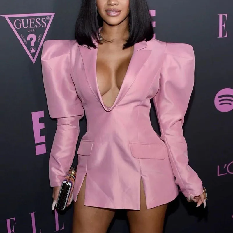 2021 Autumn Winter Fashion Design Sense Celebrity Midi Suit Jacket Dress Women Sexy V Neck Long Sleeve Clubbing Party Short Robe
2021 Autumn Winter Fashion Design Sense Celebrity Midi Suit Jacket Dress Women Sexy V Neck Long Sleeve Clubbing Party Short Robe