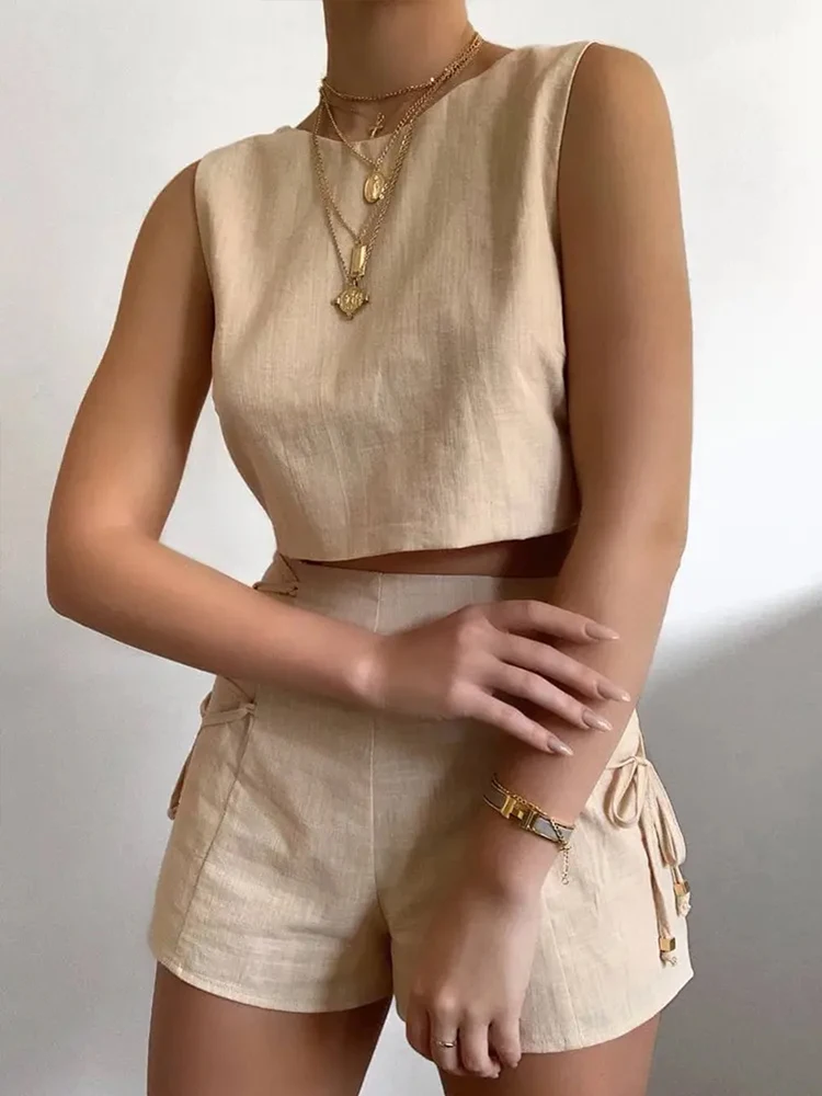 Shein Romwe 2022 Set Of Two Fashion Pieces For Women Knotted Backless Top & Lace-up Shorts Set Urban Shorts Set Free Shipping
Shein Romwe 2022 Set Of Two Fashion Pieces For Women Knotted Backless Top & Lace-up Shorts Set Urban Shorts Set Free Shipping
