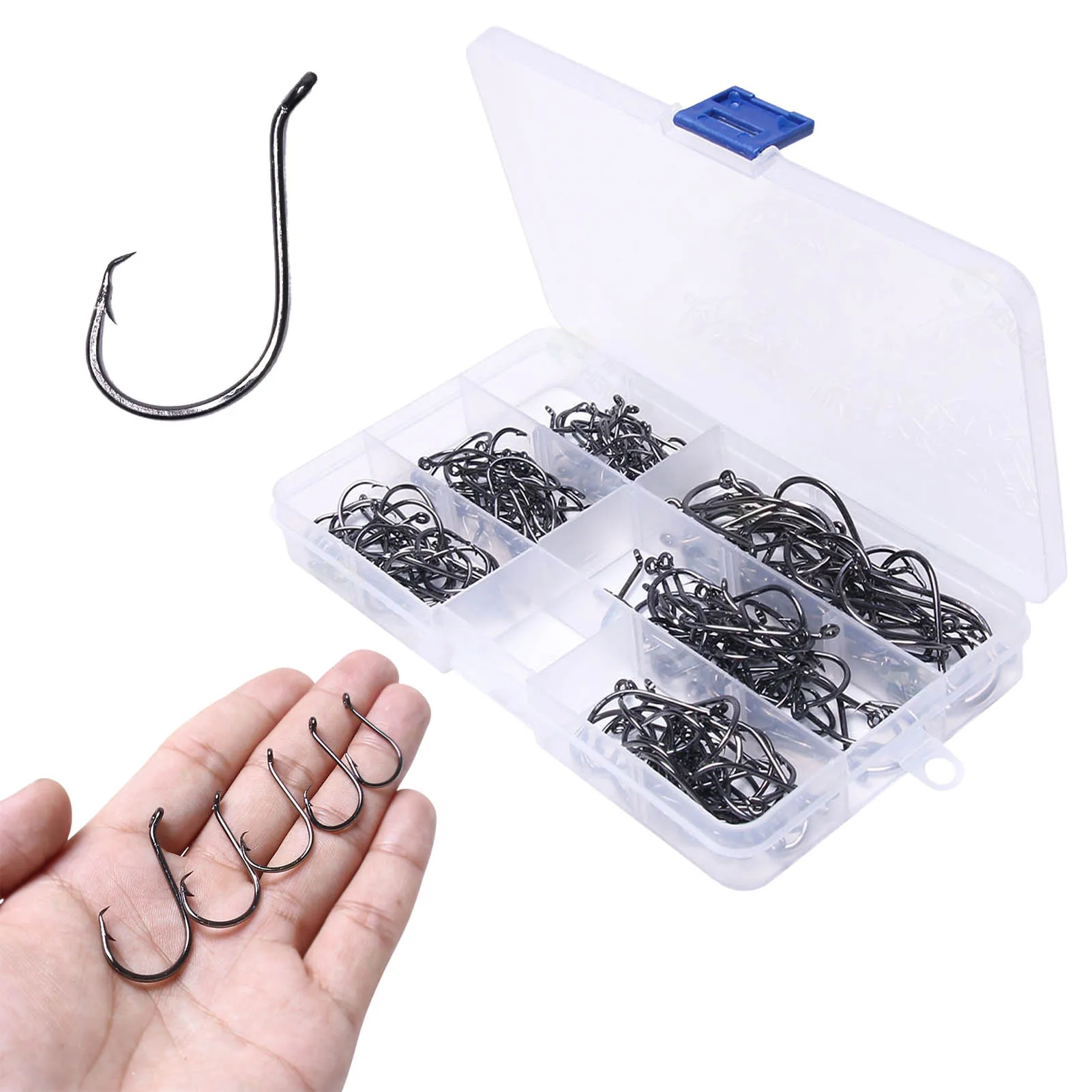 Strong Offset Sport Black Fishing Hooks High-Carbon Steel Barbed Fishing Hooks Strong Sharp Fish Hooks With Barbs For Bass
Strong Offset Sport Black Fishing Hooks High-Carbon Steel Barbed Fishing Hooks Strong Sharp Fish Hooks With Barbs For Bass