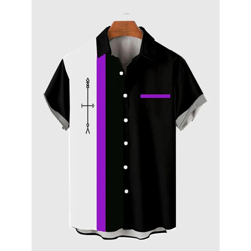 Retro Turndown Collar Purple-White Stripe Geometrical Element Printing Men‘s Holiday Breathable Short Sleeve Tee Shirt
Retro Turndown Collar Purple-White Stripe Geometrical Element Printing Men‘s Holiday Breathable Short Sleeve Tee Shirt