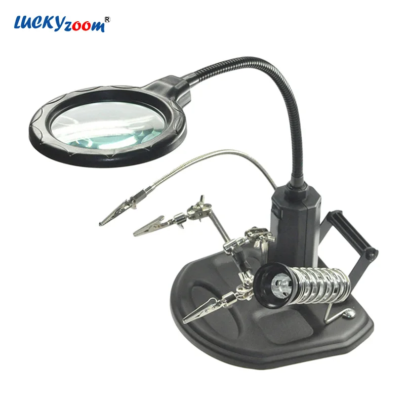 3X 6X Third Hand Soldering Magnifier Illuminated Magnifying Glass For Welding Table Helping Hand Clip LED Repair Loupe
3X 6X Third Hand Soldering Magnifier Illuminated Magnifying Glass For Welding Table Helping Hand Clip LED Repair Loupe