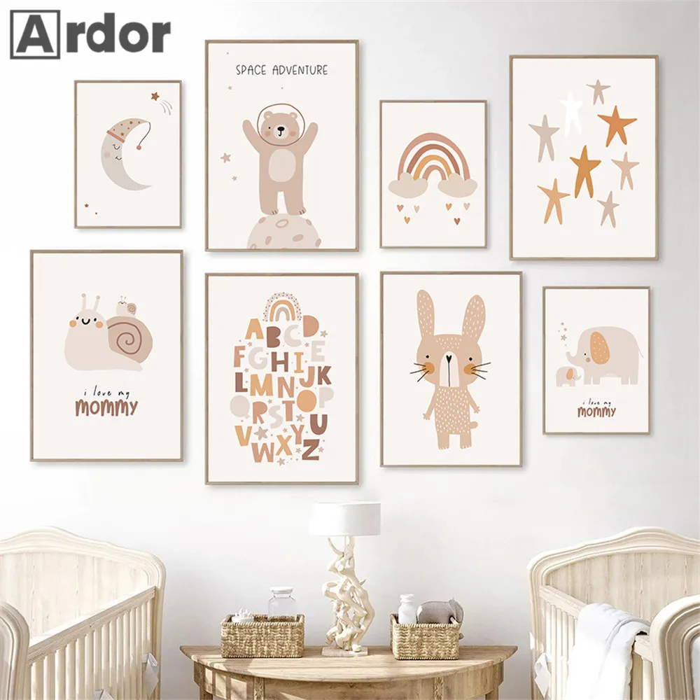 Boho Bear Rabbit Elephant Snail Wall Art Canvas Painting Nursery Poster Rainbow Print Pictures Nordic Posters Kids Room Decor
Boho Bear Rabbit Elephant Snail Wall Art Canvas Painting Nursery Poster Rainbow Print Pictures Nordic Posters Kids Room Decor