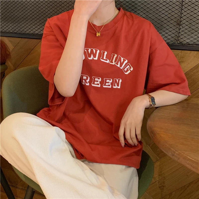 Футболка Xiaomi Женская свободного покроя модный топ в Корейском стиле Харадзюку с