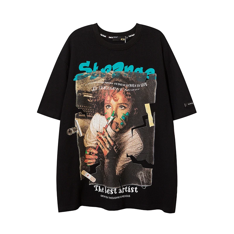 American Style Retro Hip Hop Short Sleeve T Shirt Men Trendy High Street Loose Tops for Summer
American Style Retro Hip Hop Short Sleeve T Shirt Men Trendy High Street Loose Tops for Summer