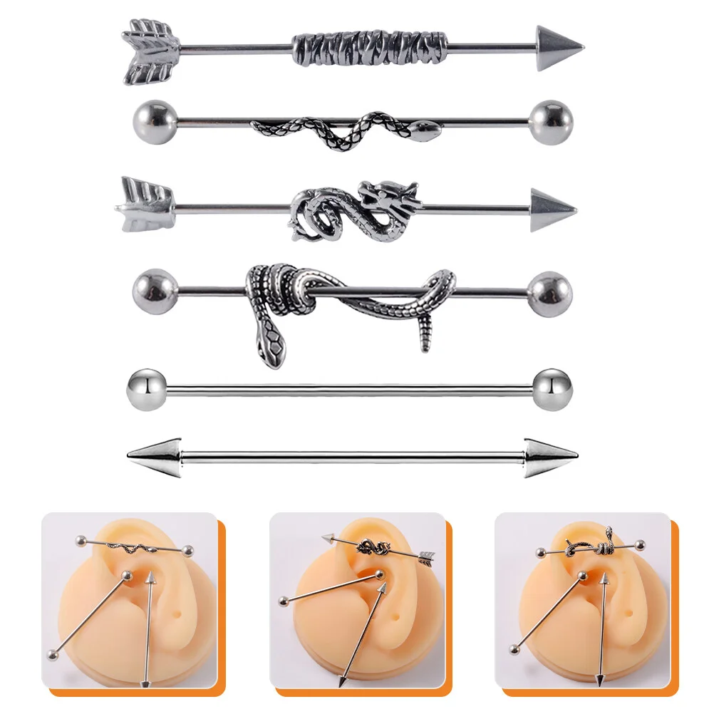6 Pcs Ear Jewelry Industrial Earrings Women Bar Serpentine 3.9x1.6CM Silver Stainless Steel Man Stainless steel earrings
6 Pcs Ear Jewelry Industrial Earrings Women Bar Serpentine 3.9x1.6CM Silver Stainless Steel Man Stainless steel earrings