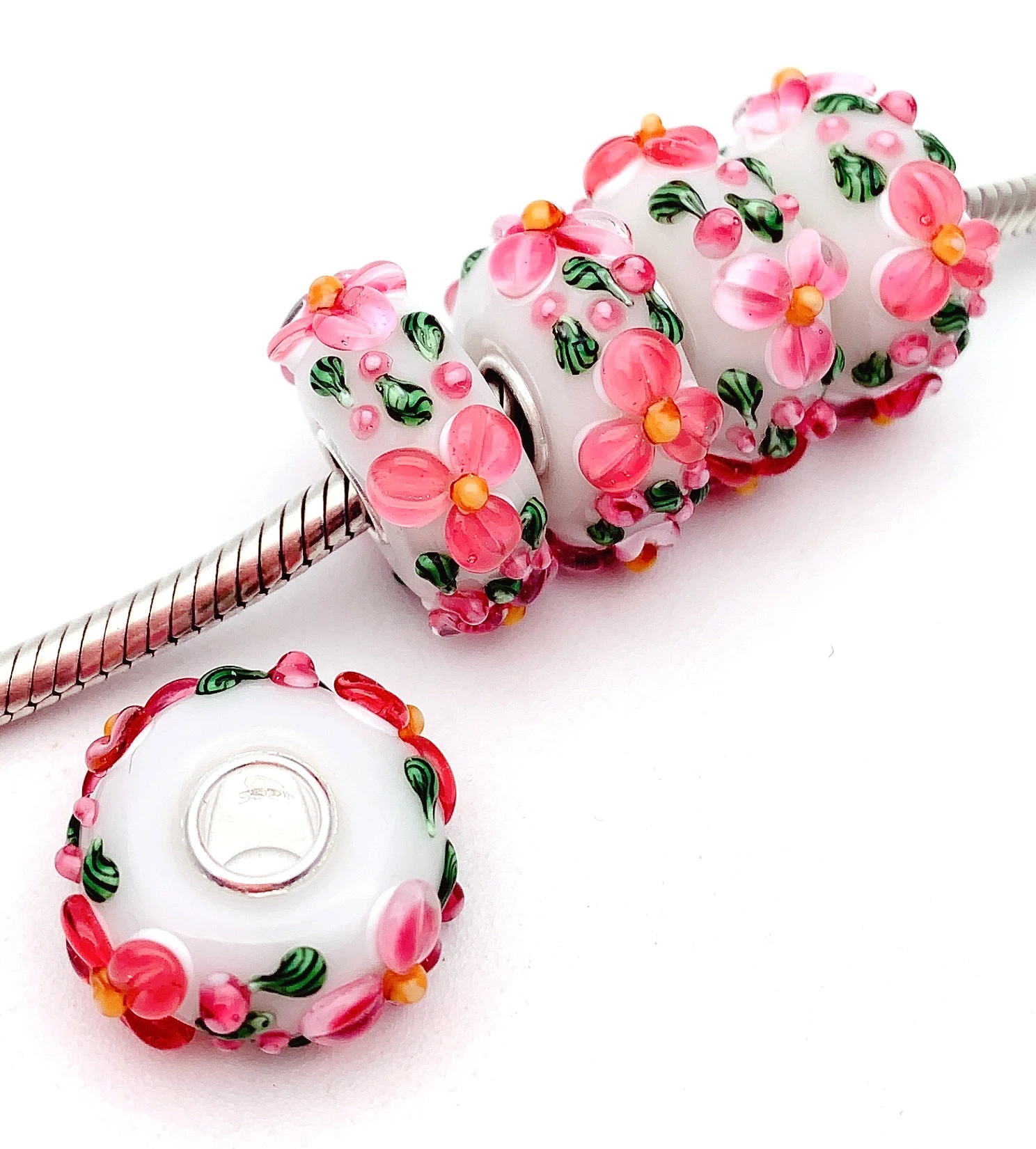 JGWG79 5X 100% S925 Sterling Silver Beads Murano GlassBeads Fit European Charms Bracelet DIY Jewelry LampWork Handmade
JGWG79 5X 100% S925 Sterling Silver Beads Murano GlassBeads Fit European Charms Bracelet DIY Jewelry LampWork Handmade