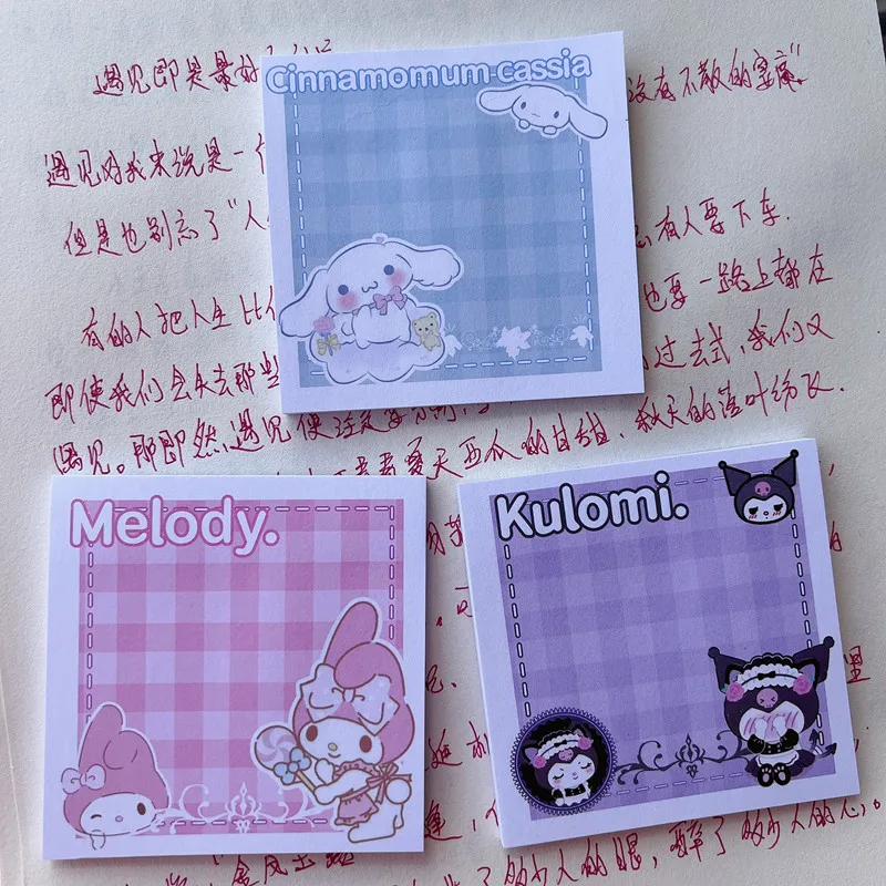 

Kawaii Sanrio Kuromi Cinnamoroll Mymelody Note Paper Student Cute Hand Account Sticker Message Memo Sticker Children Gift Toys