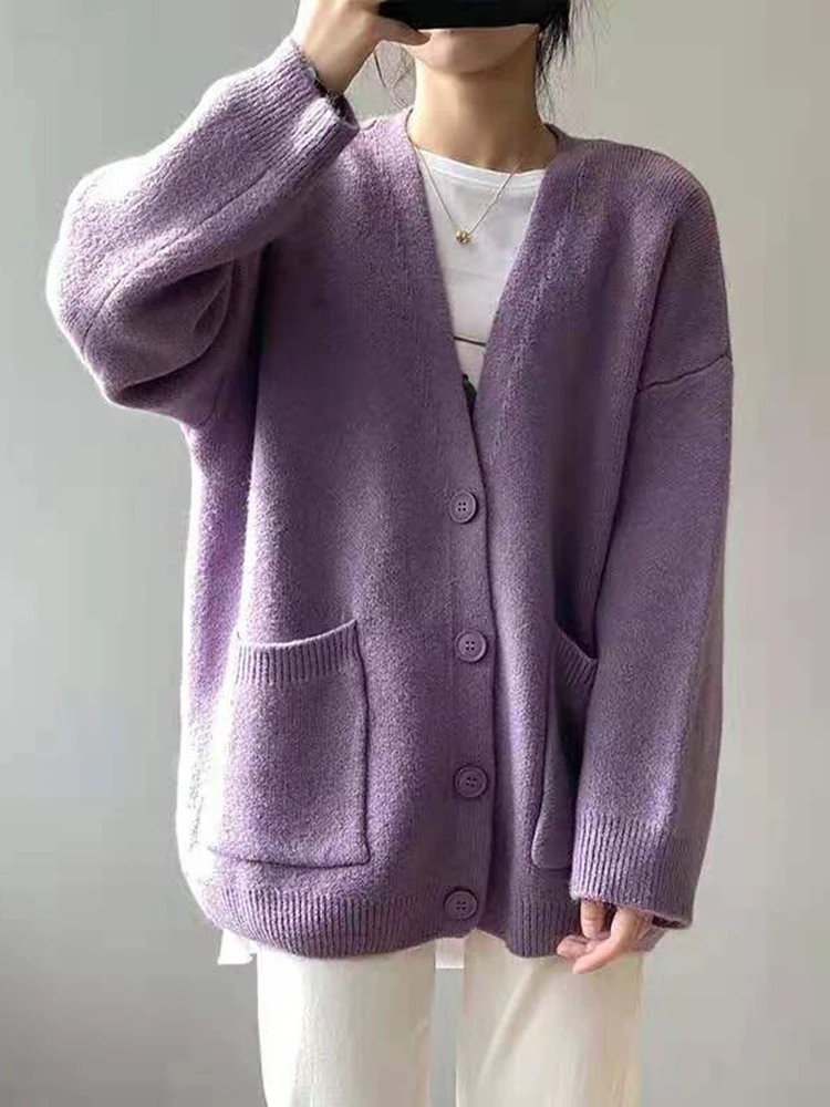 Vintage Winter Sweaters Casual Loose Women Knitted Cardigans Korean Fashion Long Sleeve Knitwear Female Solid V-neck Sweaters
Vintage Winter Sweaters Casual Loose Women Knitted Cardigans Korean Fashion Long Sleeve Knitwear Female Solid V-neck Sweaters